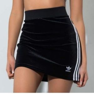 Adidas three stripes velour mini skirt Clearance